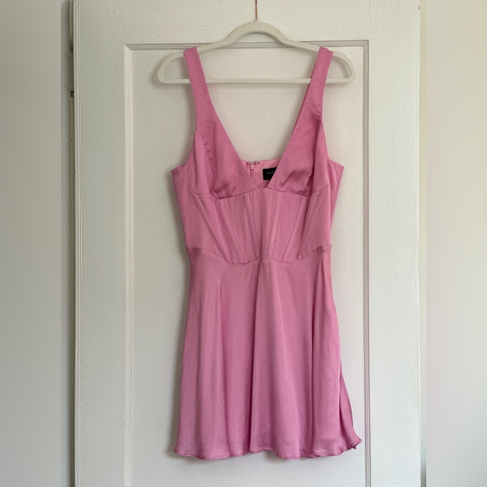 Bardot ,Anika Corset Satin Dress in Petal Pink, Barbie core Party Cockta…